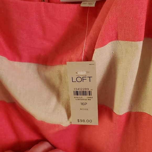 Coral and ecru bold striped dress - Picture 3 of 3